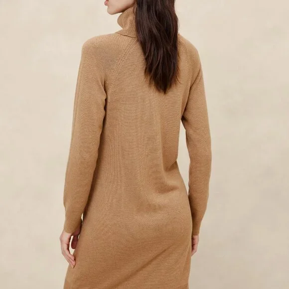 Banana Republic Camel Turtle-Neck Sweater Dress/NWT/S - Picture 2 of 15